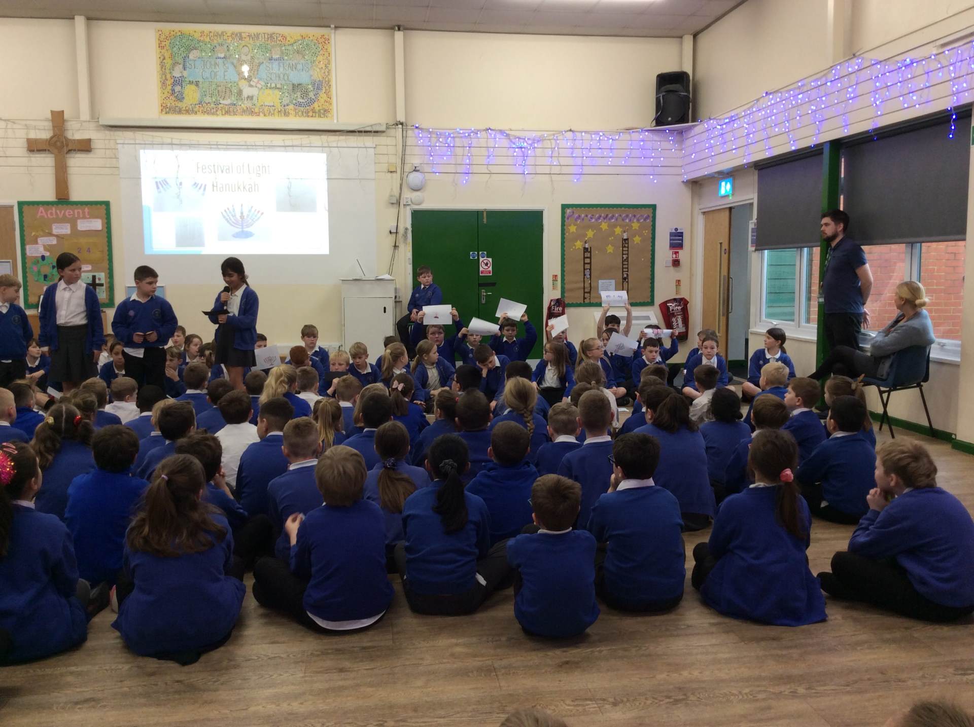 KS2 children sharing Festival of Hanukkah